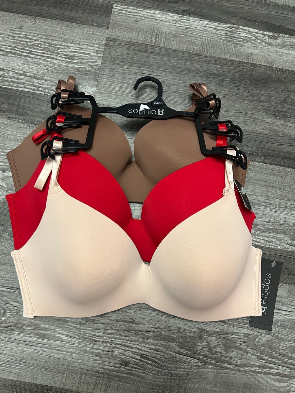sophie b. Bra Pack in Cream, Red, and Brown